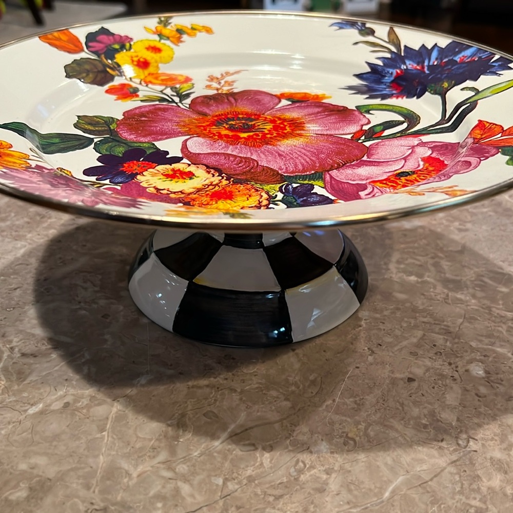 Mackenzie Childs cake platter enamel flower market